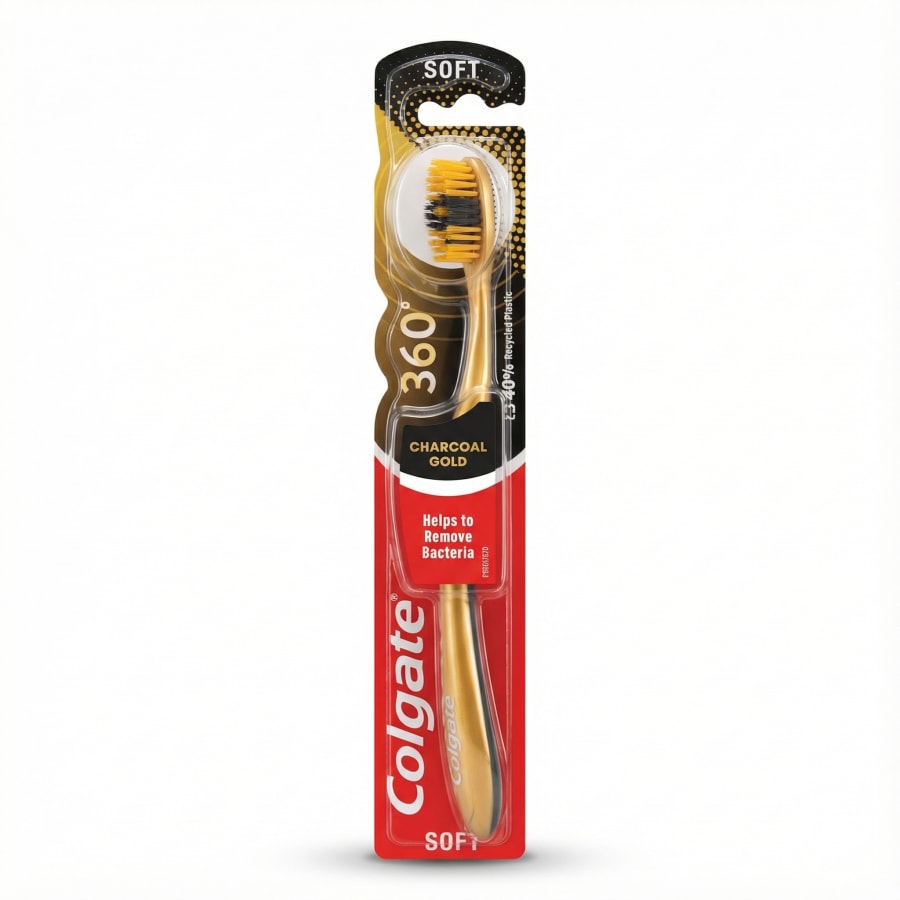 Colgate 360 Charcoal Gold mjúkur tannbursti 1 stk