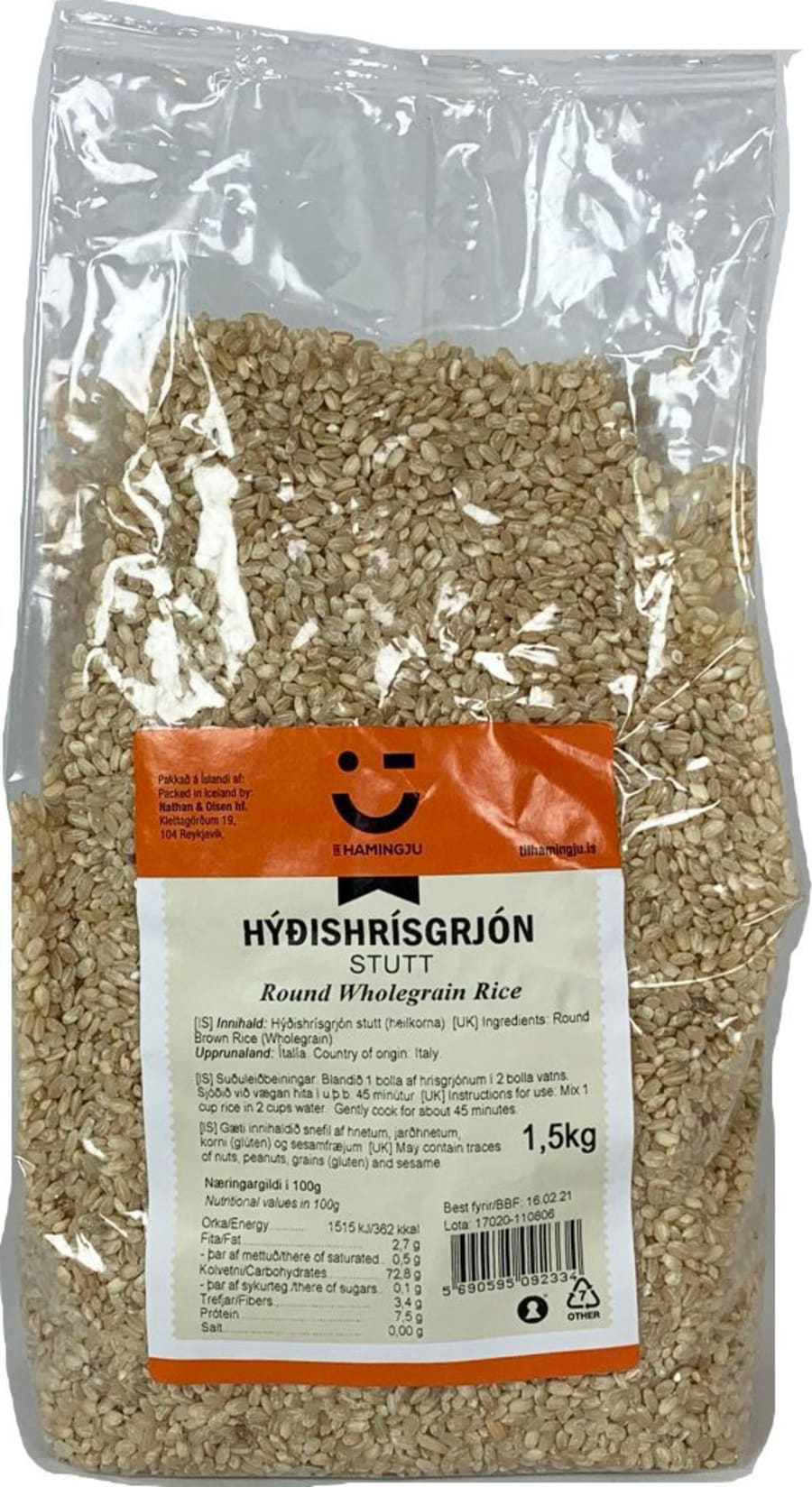 Ekran hýðishrísgrjón stutt 1,5 kg (6)