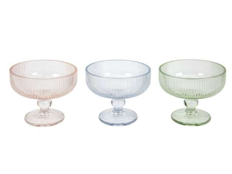 Hit Skál á fæti gler 170ml h:10cm ö:11,7cm 3 mismunandi litir 1stk