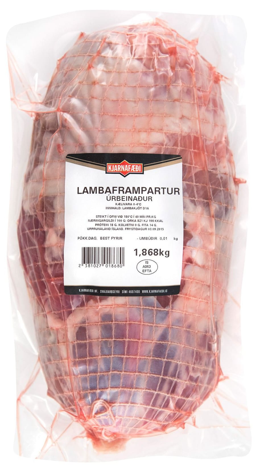 Lambaframpartur úrbeinaður léttreyktur kg