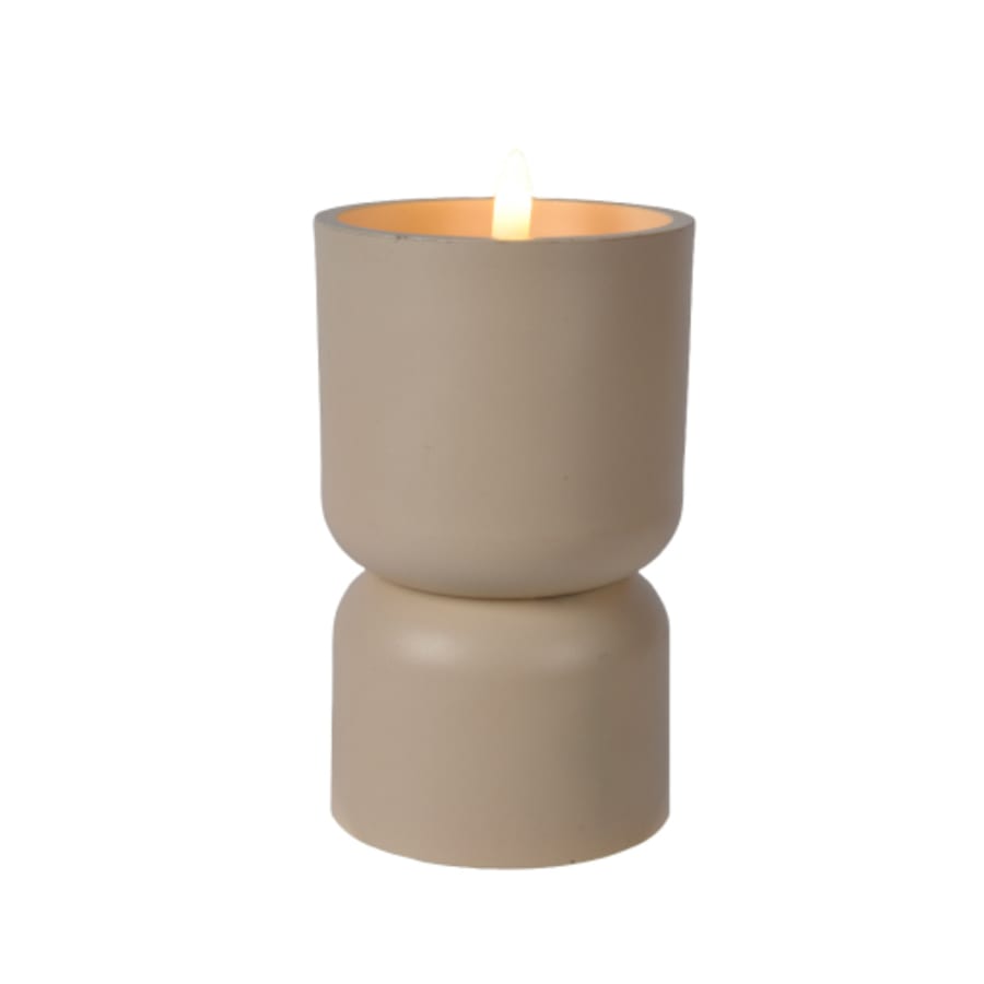 LED-Útikerti Diabolo beige 8x13cm. (16)