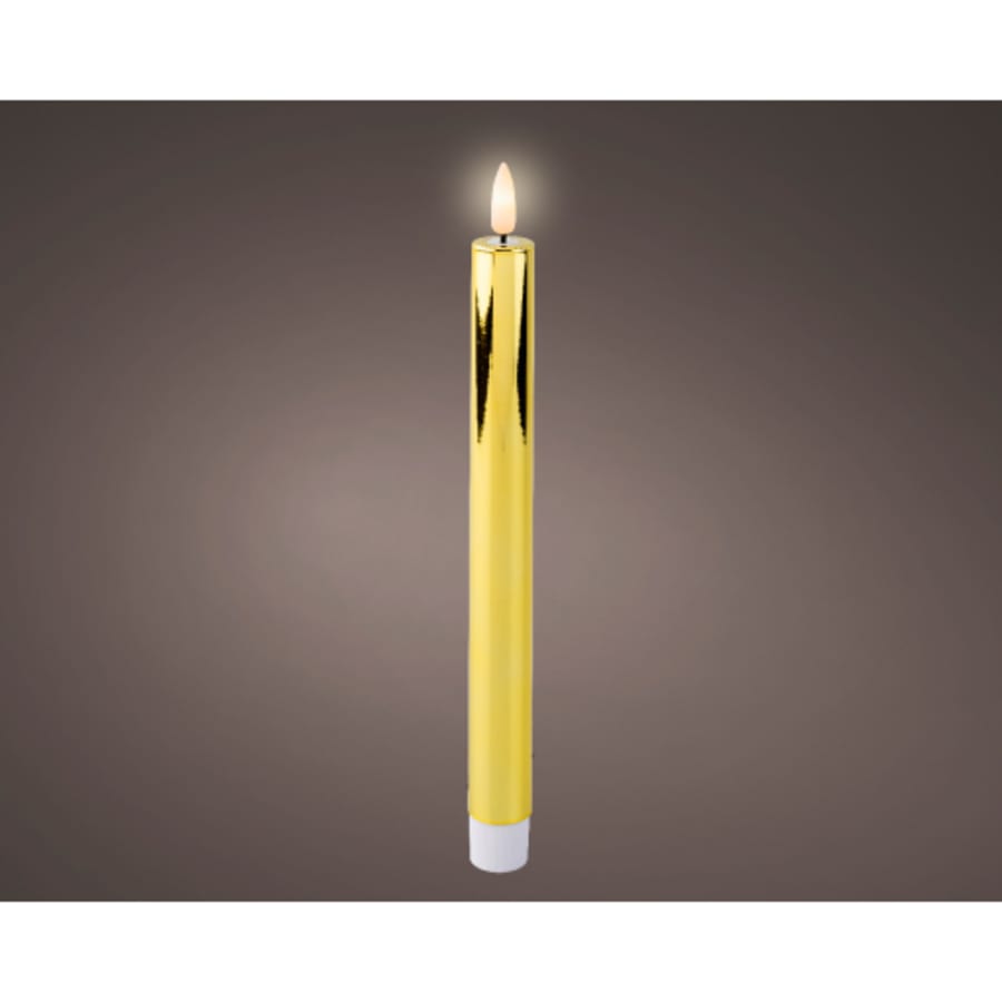 LED Dinnerkerti SHINY Gull 25cm. (12)