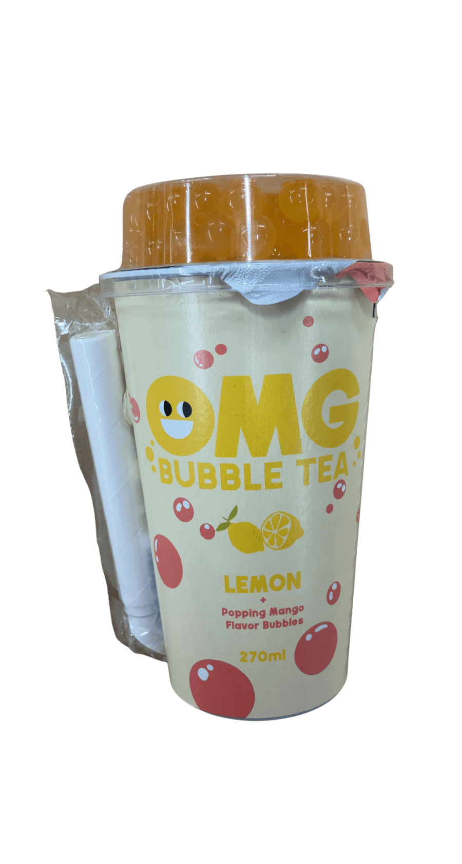 OMG Bubble Tea Sítróna + Poppandi mangóbragðkúlur 270 ml