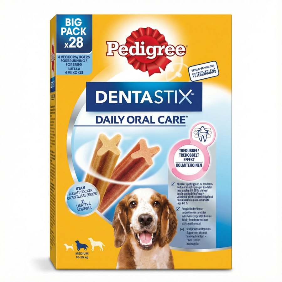 Pedigree Dentastix Dagleg tannhirða miðstærð (10–25 kg) 28 stk 720 g