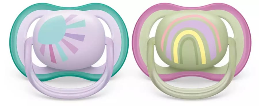 Philips-AVENT Snuð 0-6 Mán 2stk UltraAir Sól og regnbogi fjólublátt/grænt