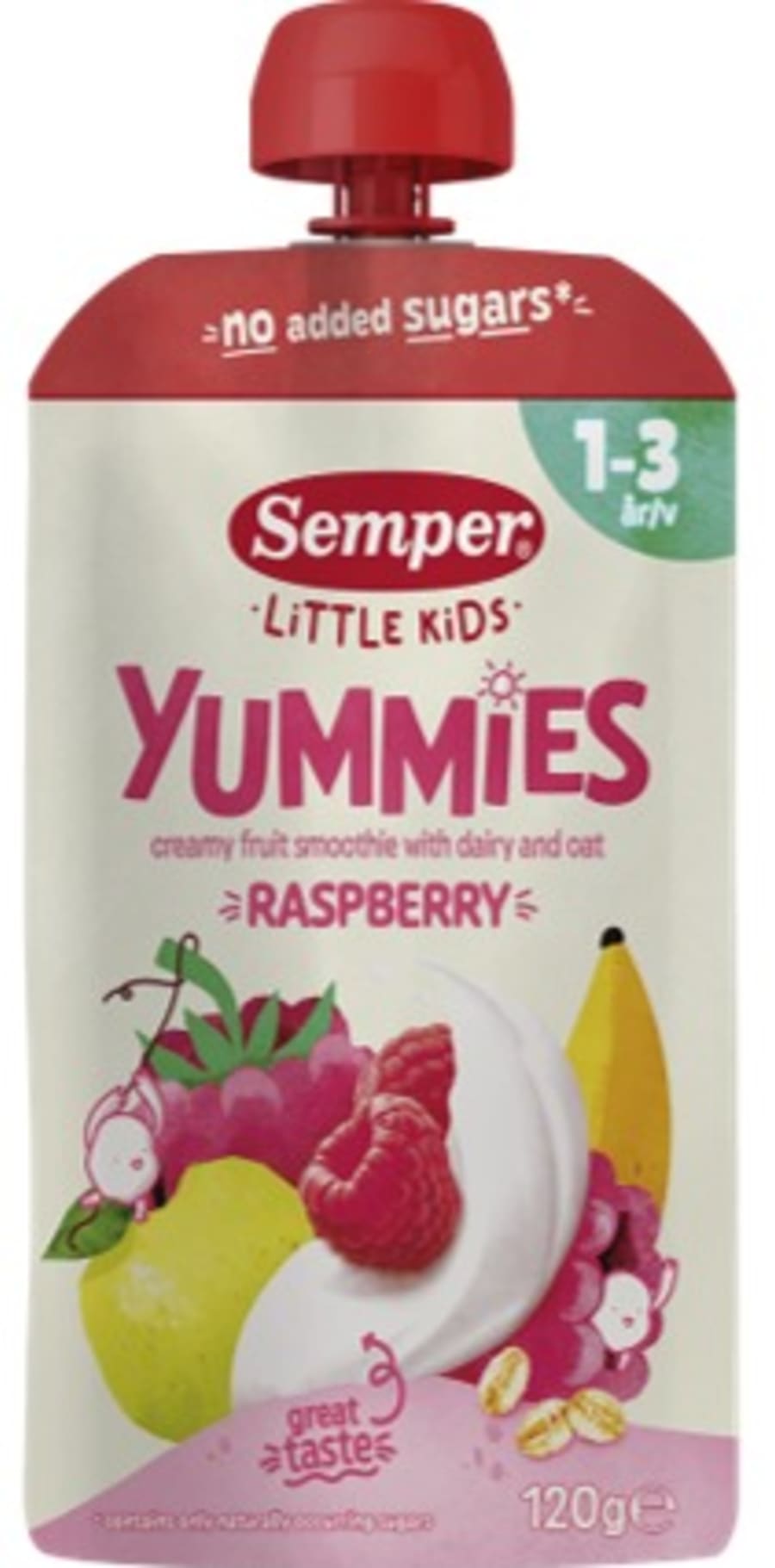 Semper Yummies skvísa hindberja 1-3 ára 120 g