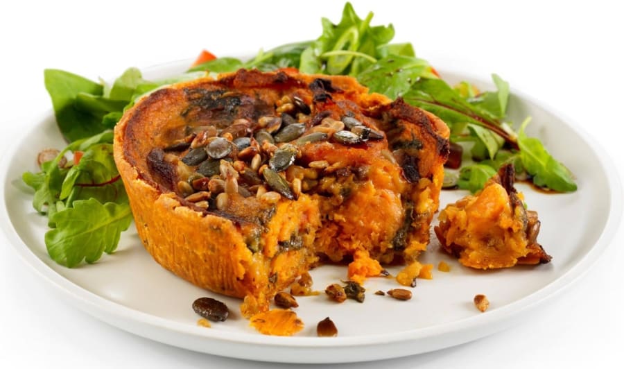 Sætkartöflu Spínat og Marmelaði Tart Vegan