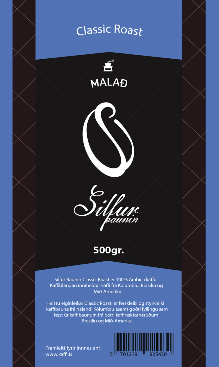 Silfur Classic Roast Malað Kaffi