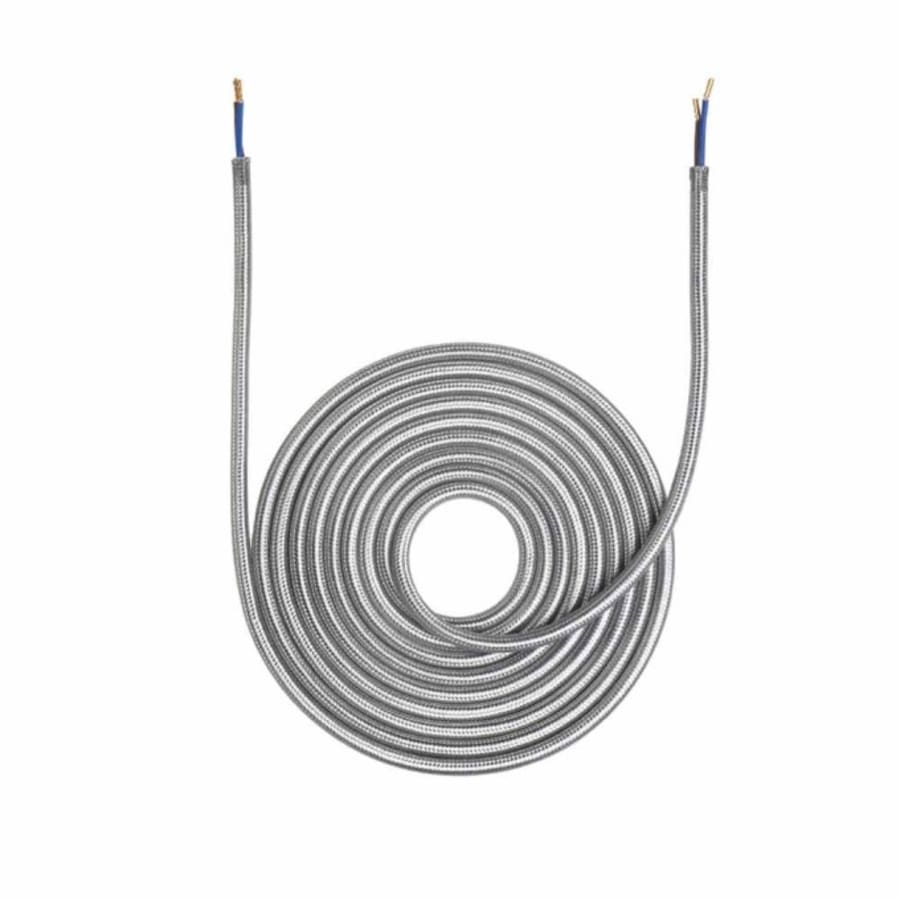 Lampasnúra textíl silfur 3 mtr