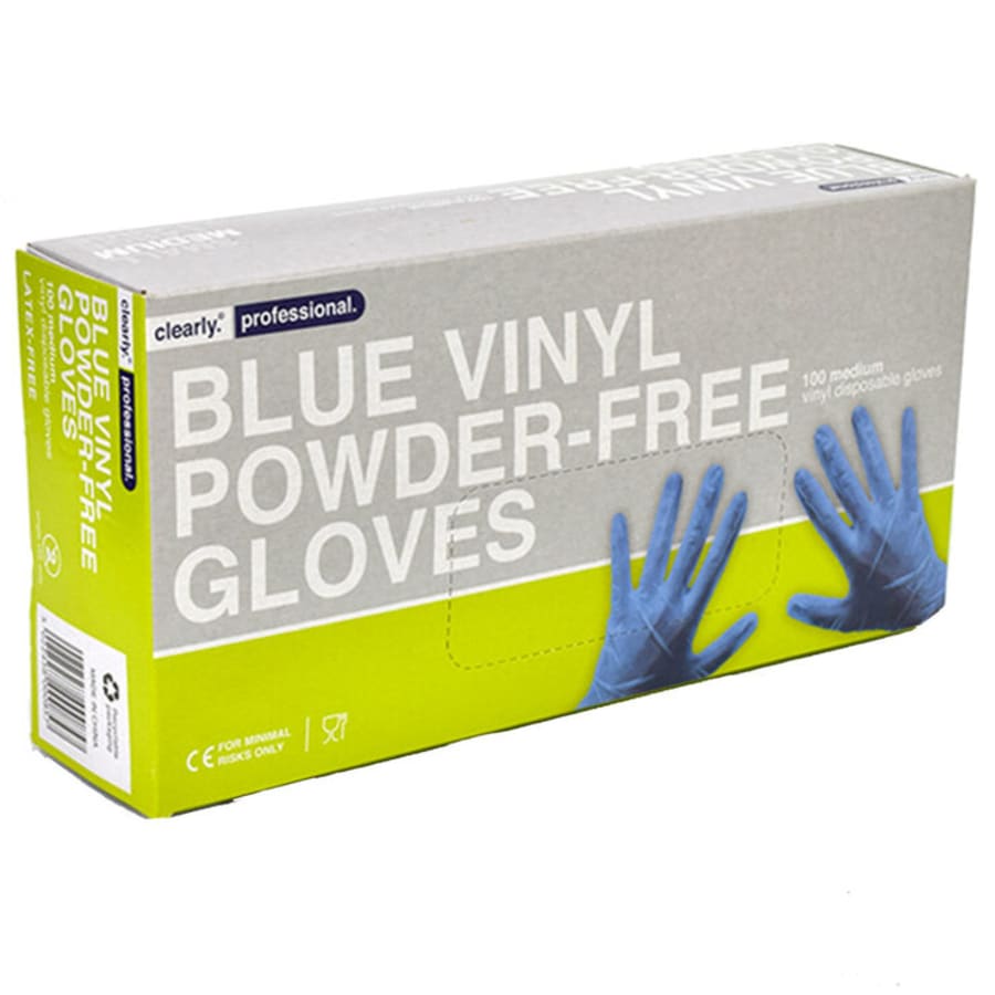 BLUE VINYL GLOVES  M/L