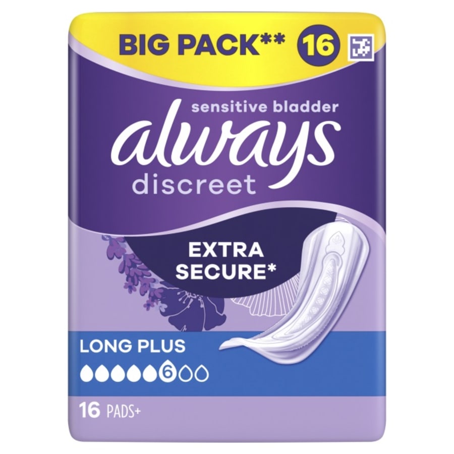 Always Discreet þvaglekabindi Long Plus 6 dropa 16stk