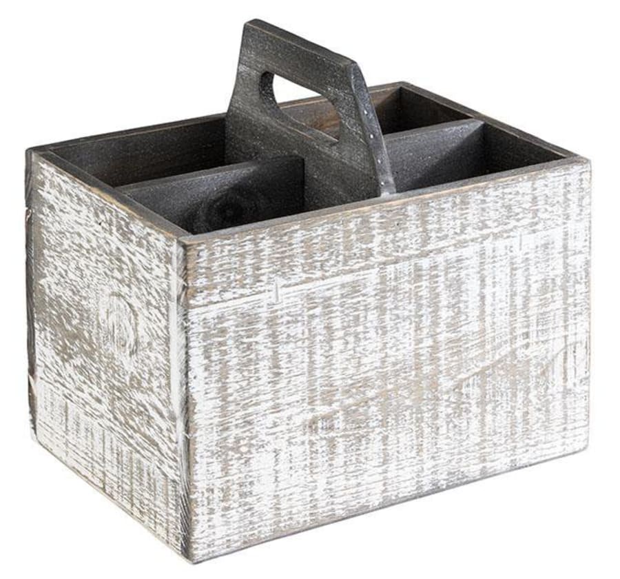 APS Viðarbox með 4 hólfum 22 x 15,5cm vintage white