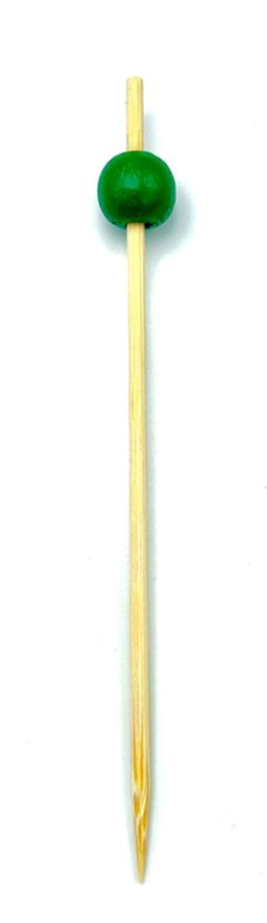 Bambuspinnar m/grænni kúlu 12cm 100stk