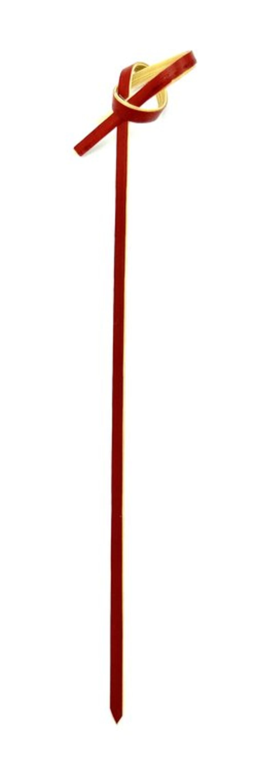 Bambuspinnar rauðir m/hnút 12cm 100stk