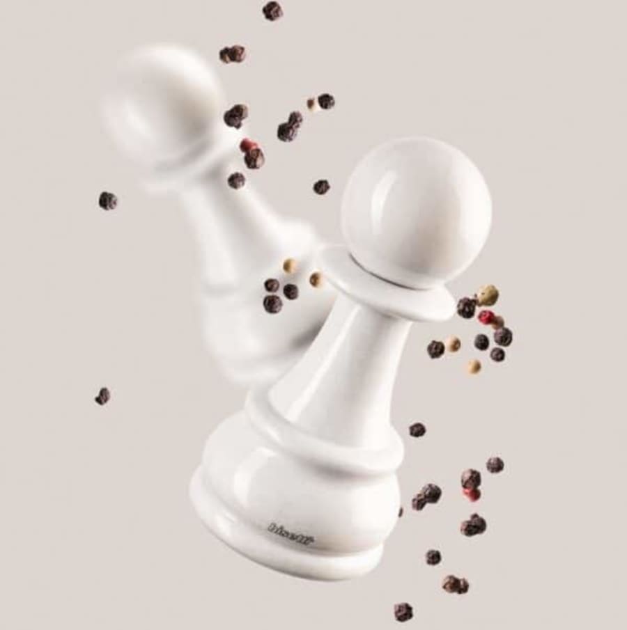 Bisetti Chess salt eða piparkvörn Peð hvít – 16 cm