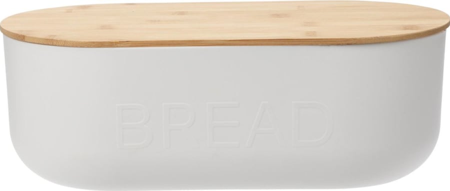 Brauðkassi með bambus loki 35x19cm hvítur