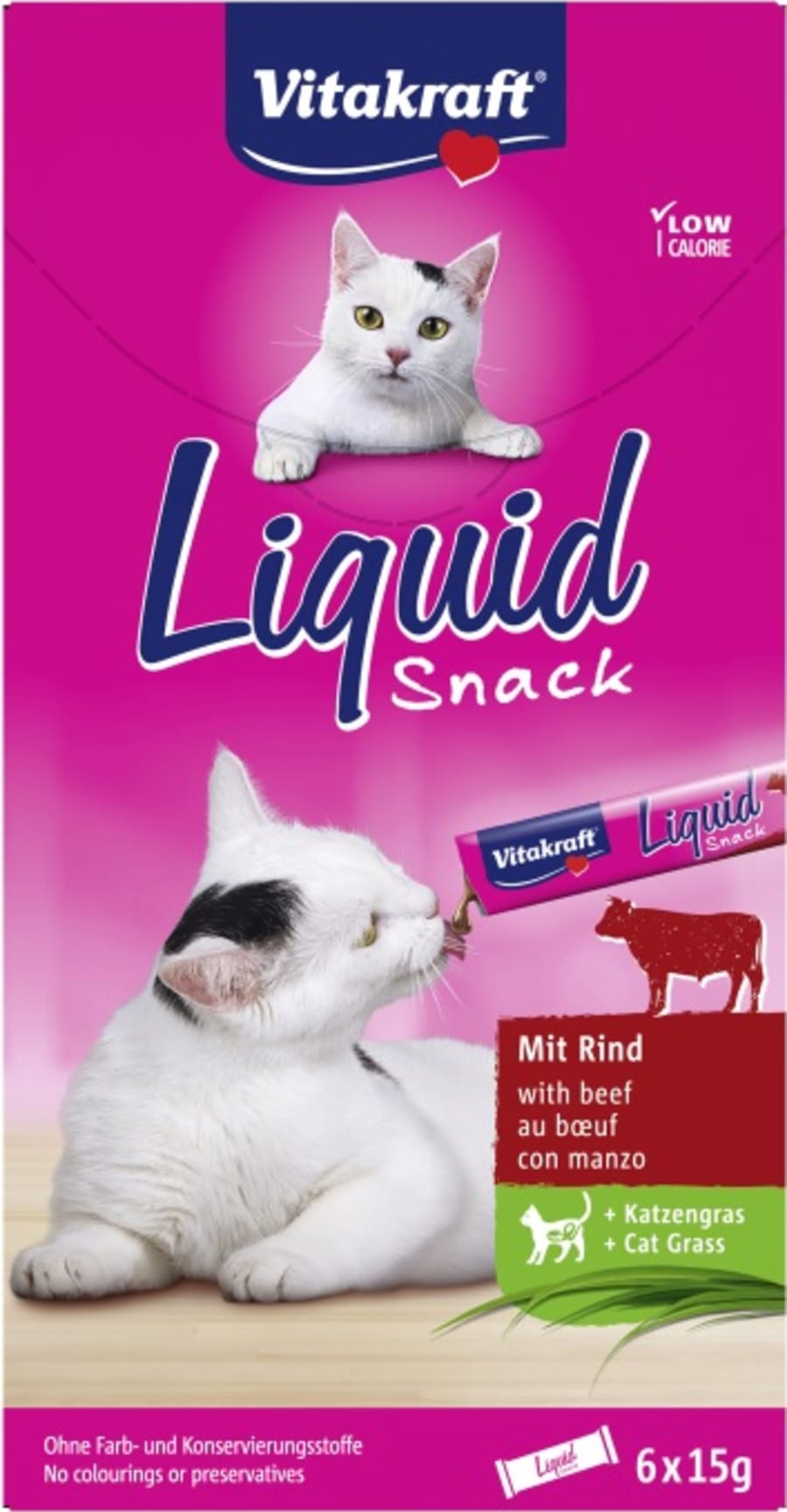 Cat Liquid Snack - Naut & kattagras 6stk