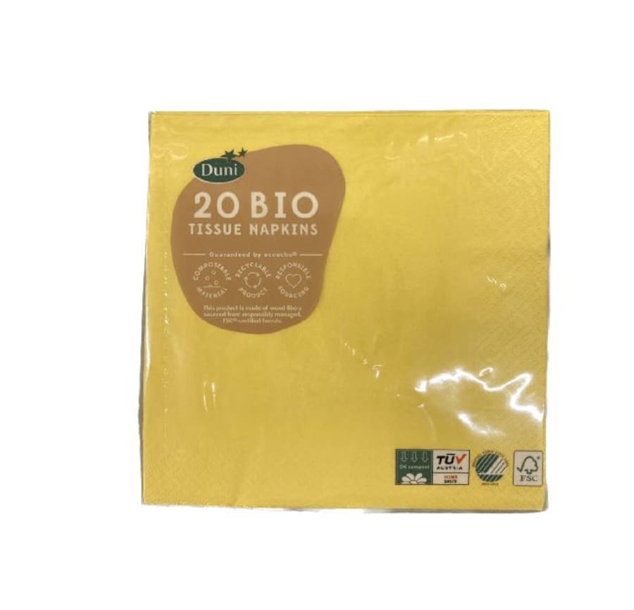 Duni servettur 33 cm 20 stk gulur