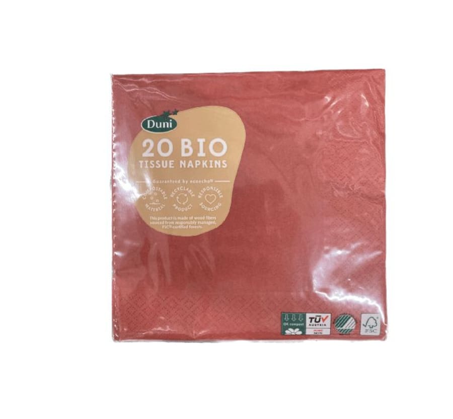 Duni servettur 33 cm 20 stk rauður