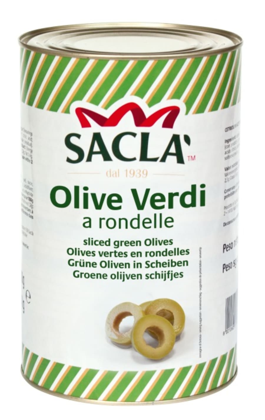 Sacla ólífur grænar skífur 4,1kg