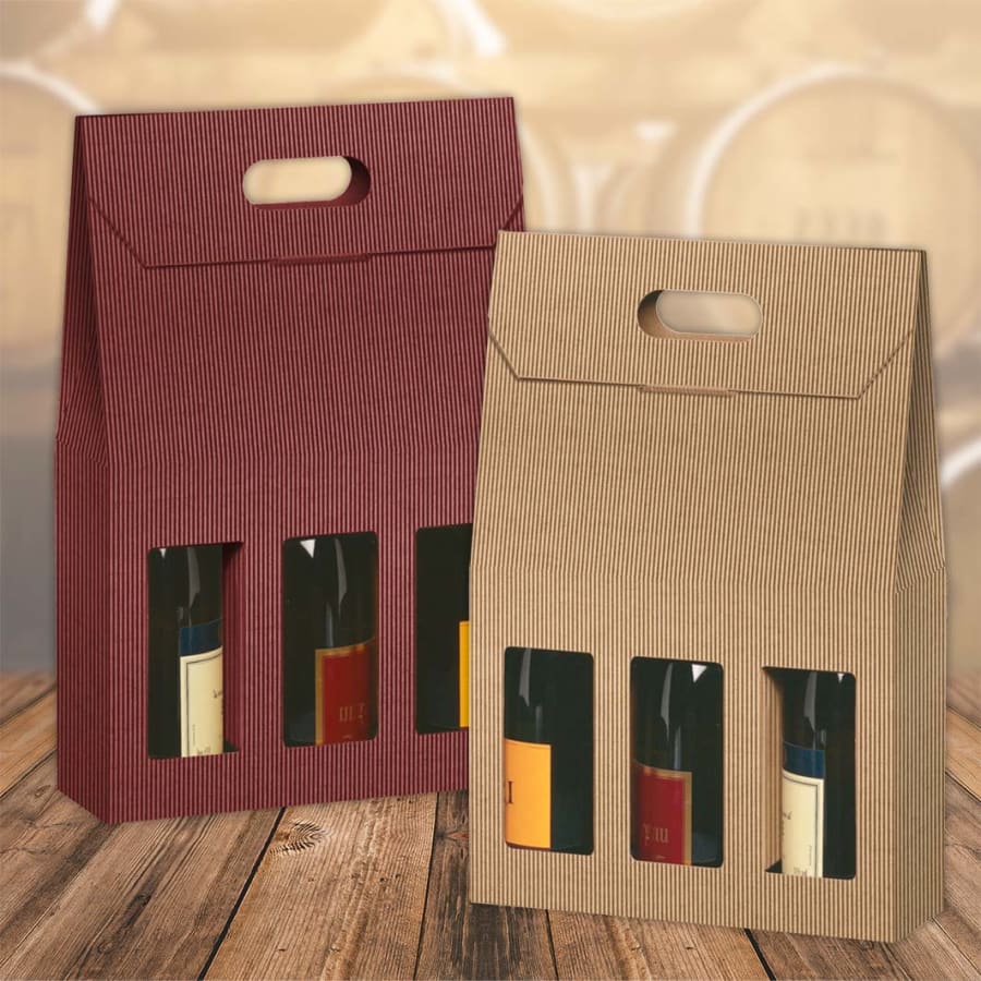 Flöskukassi f/3 flöskur 2-lit 27x9x41cm.