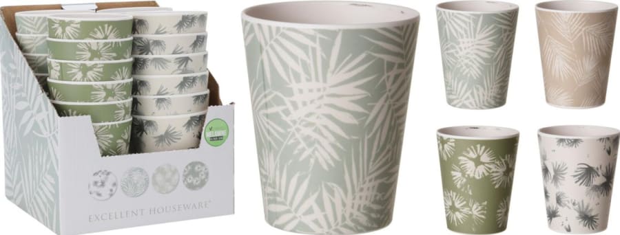 Glas melamin ö8cm h10cm 4mism blómamynstur 1stk