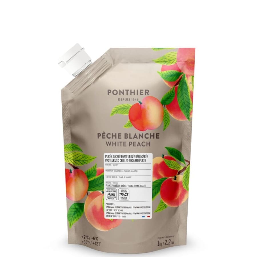 Hvít ferskjupúrra 10% sykur 1 kg Ponthier