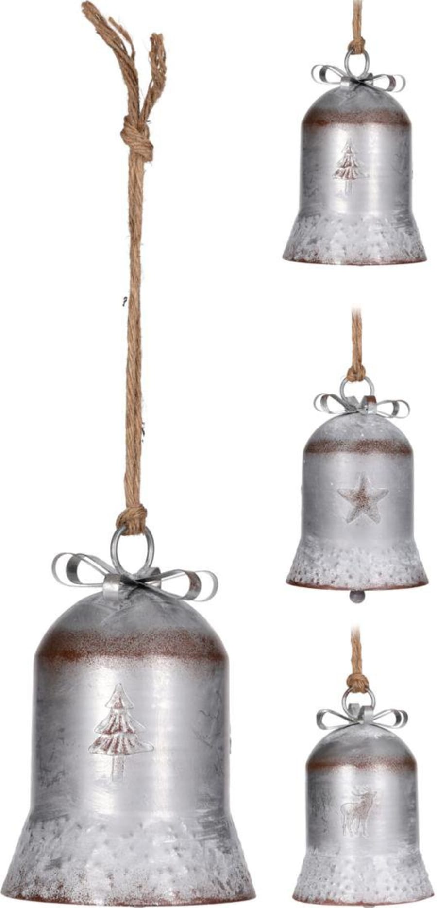 Jólabjalla upphengi með snæri 14x21cm silver