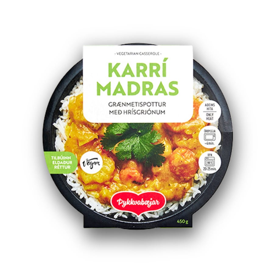 Karrý Madras grænmetispottur með hrísgrjónum 450g - ÞYKKVABÆJAR