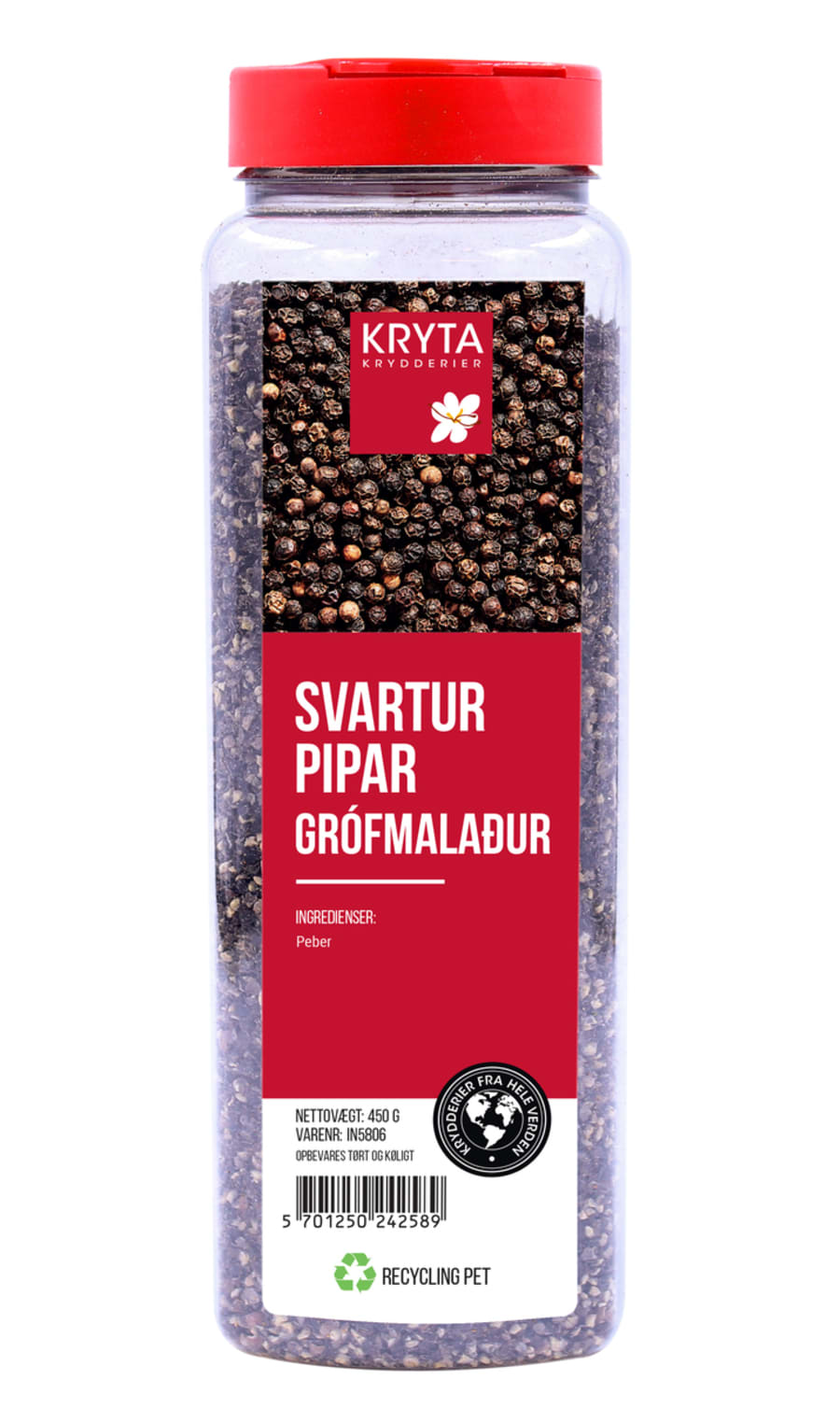 Kryta Svartur Pipar Grófmalaður - Peber Sort Knust Grov