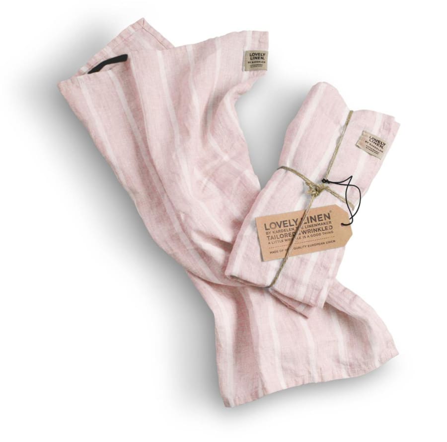 Lovely Linen Handklæði 35x50 2stk röndótt sunset