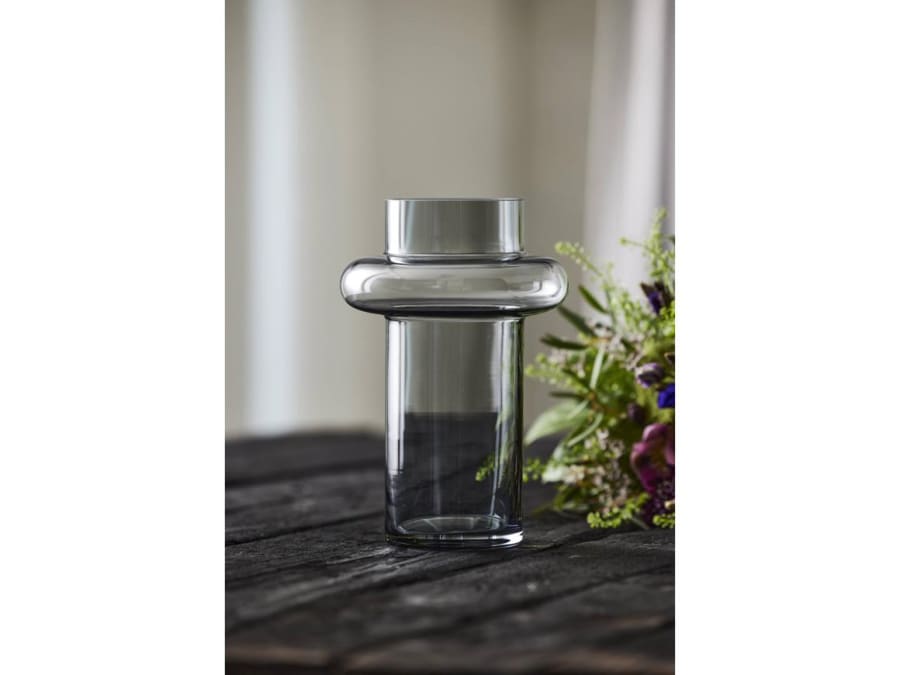 Lyngby Glas Vasi gler 25cm Tube smoke