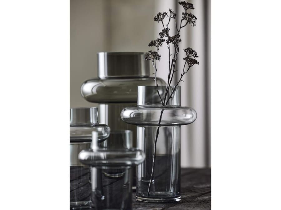 Lyngby Glas Vasi gler 25cm Tube smoke