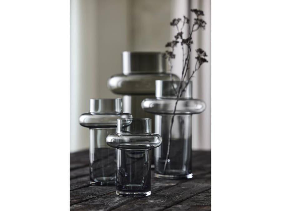 Lyngby Glas Vasi gler 25cm Tube smoke