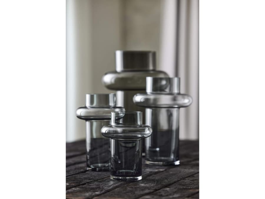 Lyngby Glas Vasi gler 25cm Tube smoke