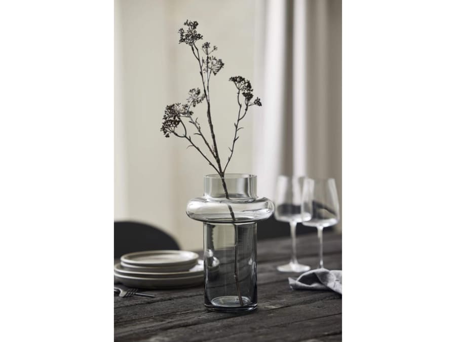 Lyngby Glas Vasi gler 25cm Tube smoke