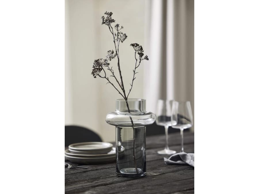 Lyngby Glas Vasi gler 25cm Tube smoke
