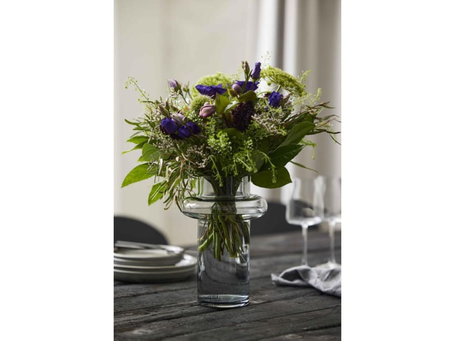 Lyngby Glas Vasi gler 25cm Tube smoke