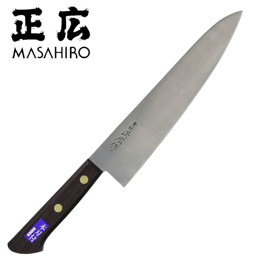 Masahiro Virgin Carbon Chef hnífur 24 cm. - Viðarhandfang - Economy