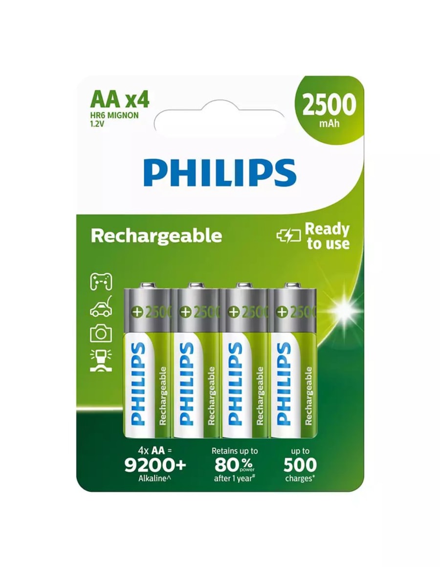 Philips endurhlaðanlegar AA rafhlöður 2500mAh