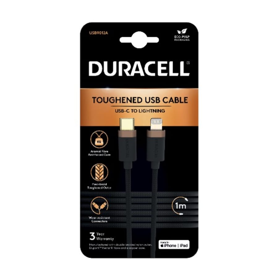 PSA Duracell Hleðslusnúra USB-C í lightning 1M