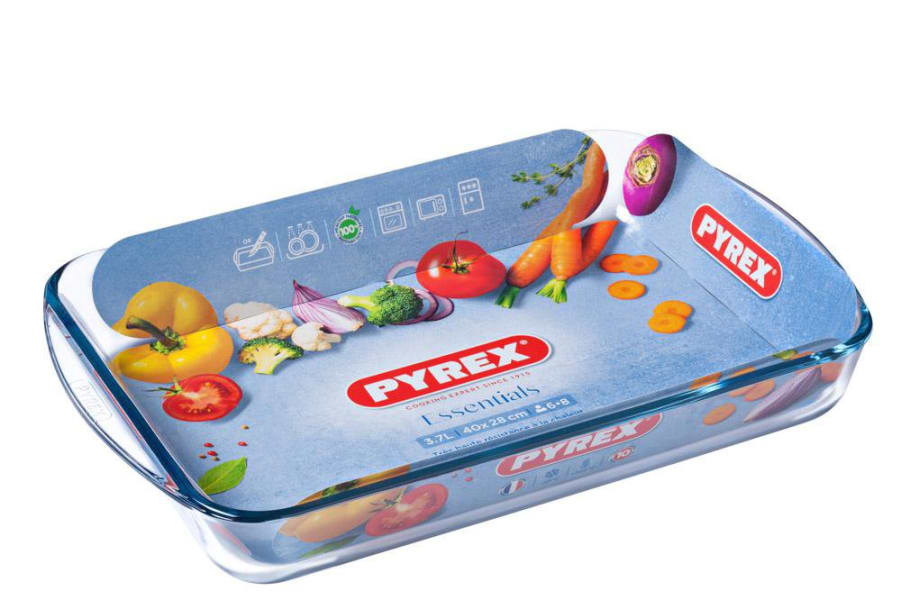 Pyrex Gler fat ferkantað með höldum 40x27cm