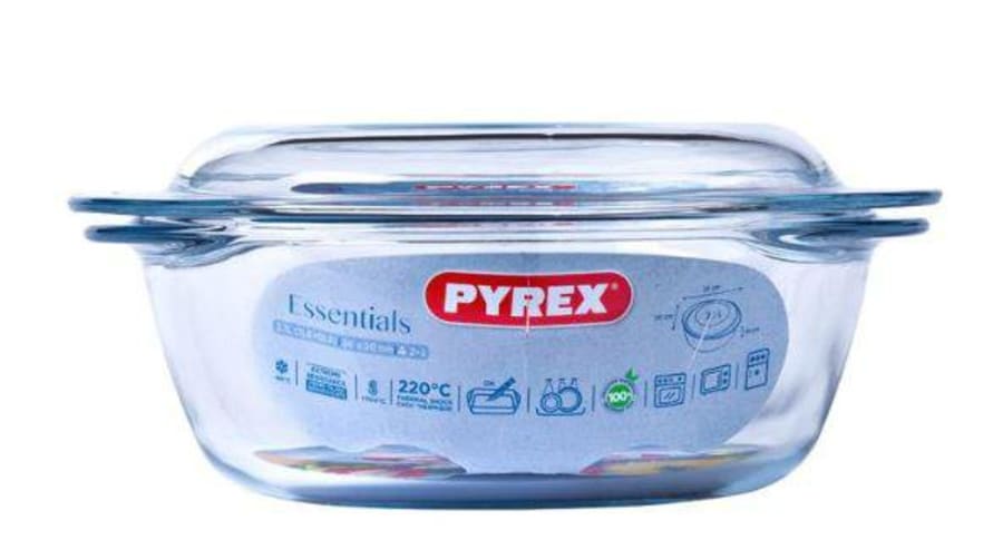 Pyrex Gler pottur með loki kringlóttur 1,3L 21x18cm