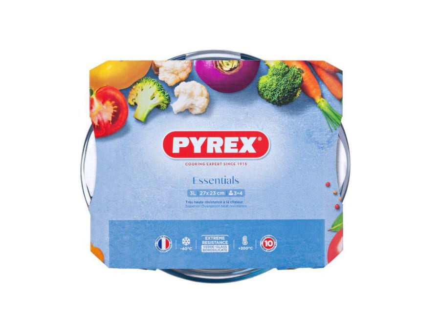 Pyrex Gler pottur með loki kringlóttur 3L 27x23cm