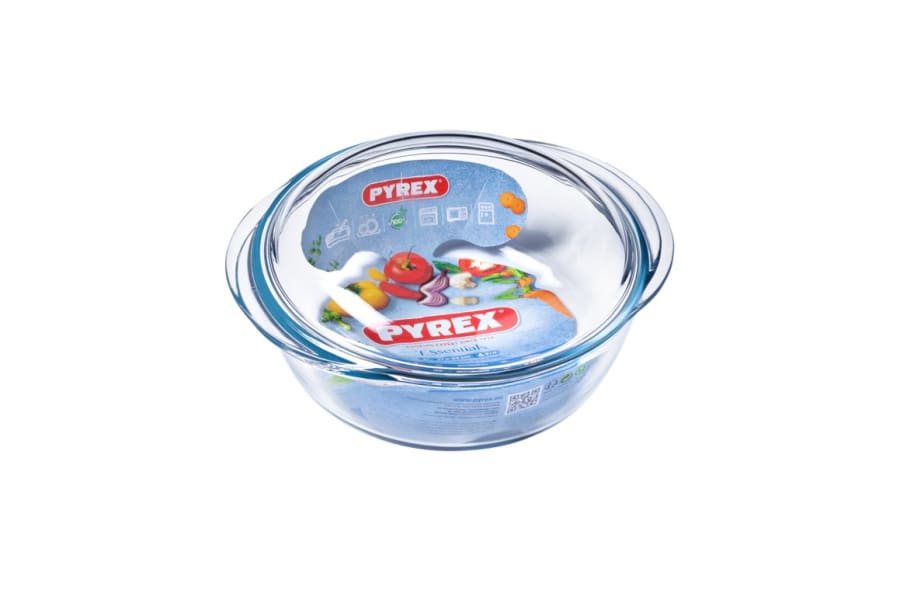 Pyrex Gler pottur með loki kringlóttur 3L 27x23cm