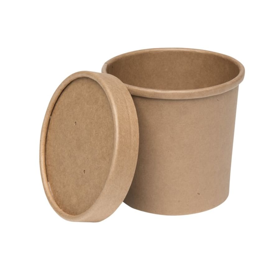 Súpubolli brúnn pappa m/pappaloki 16oz 250stk