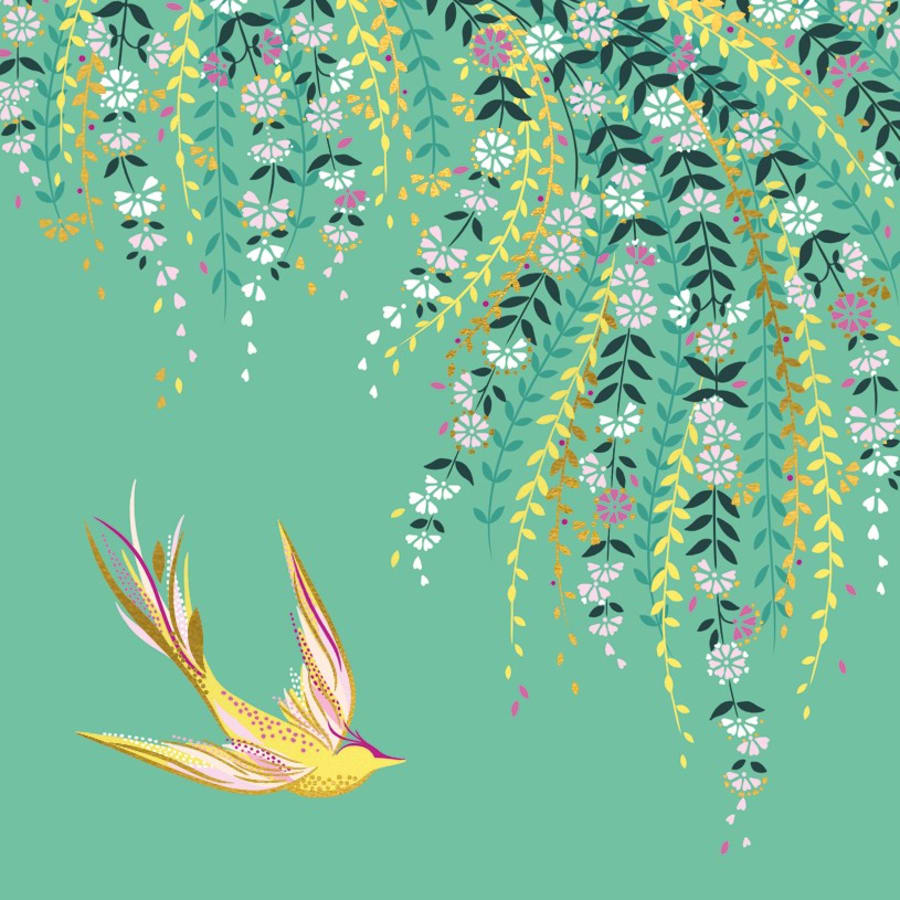 Sara Miller-Gjafak. 138x138mm.Green bird