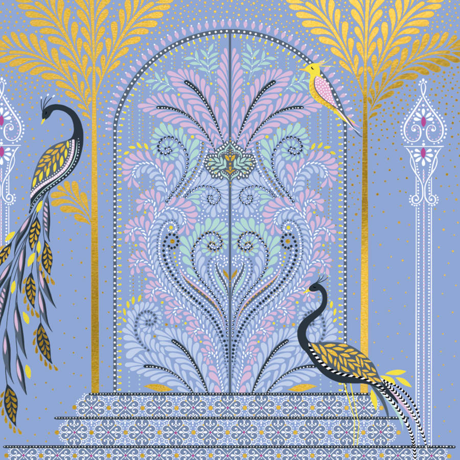 Sara Miller-Gjafak. 138x138mm. Peacocks