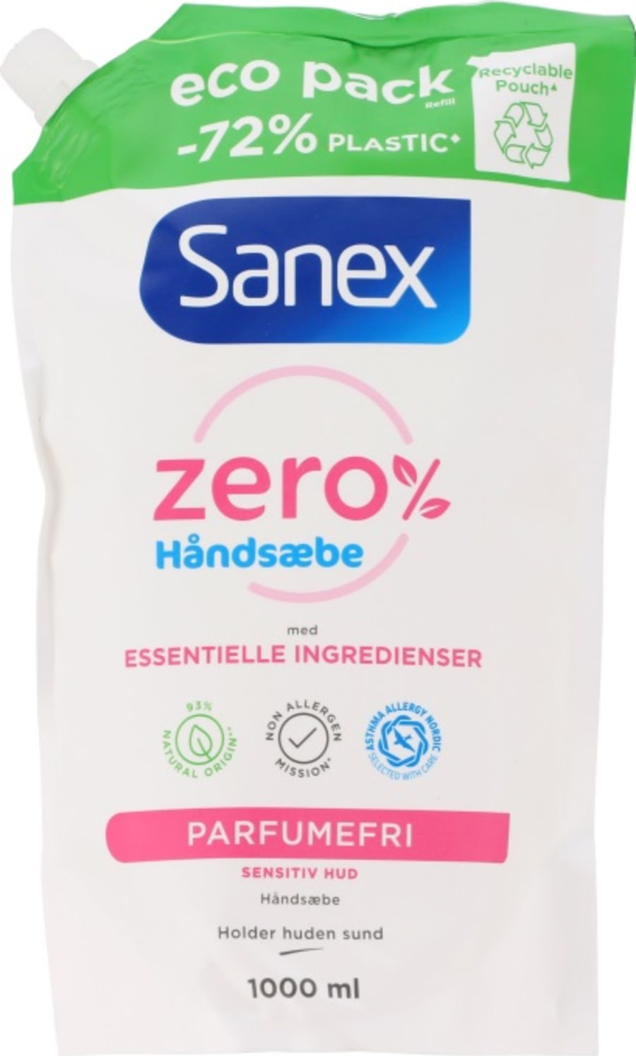 Sanex Zero% LHS handsápa 1000 ml refill