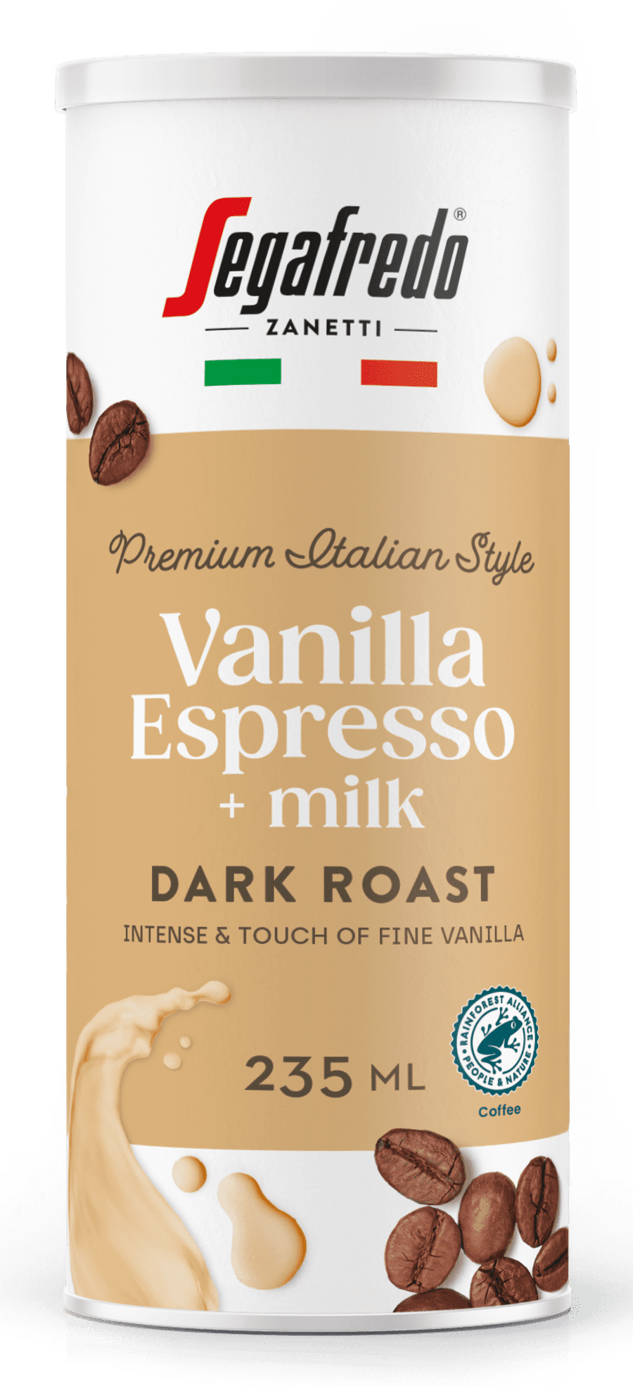 Segafredo kaffidrykkur vanilla espresso og mjólk 12x235ml